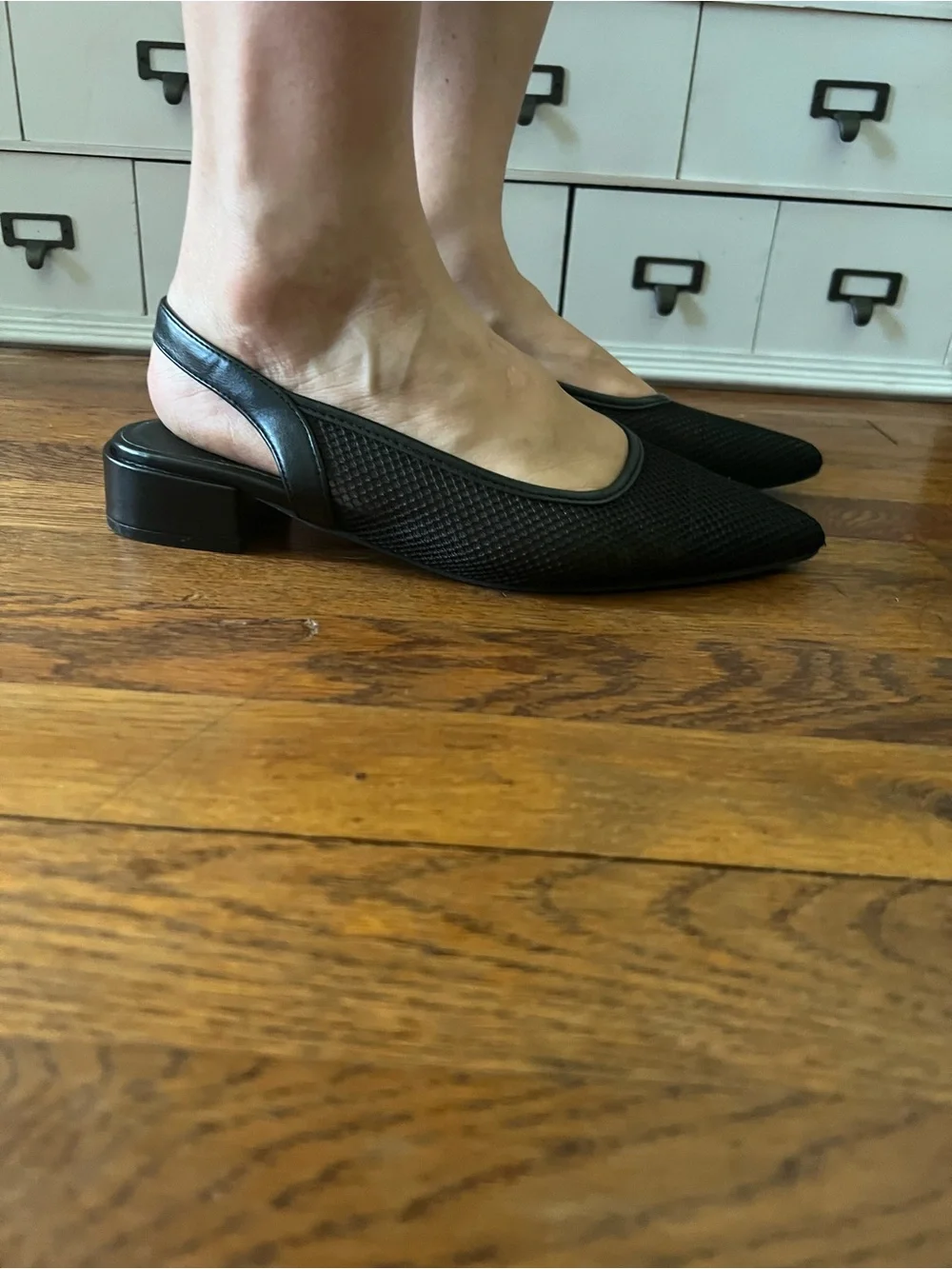 Black Pointed Toe Slingback Flats - Minimal Women's Shoes